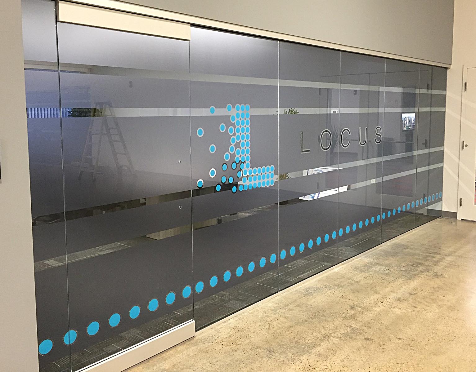 Privacy film on commercial glass